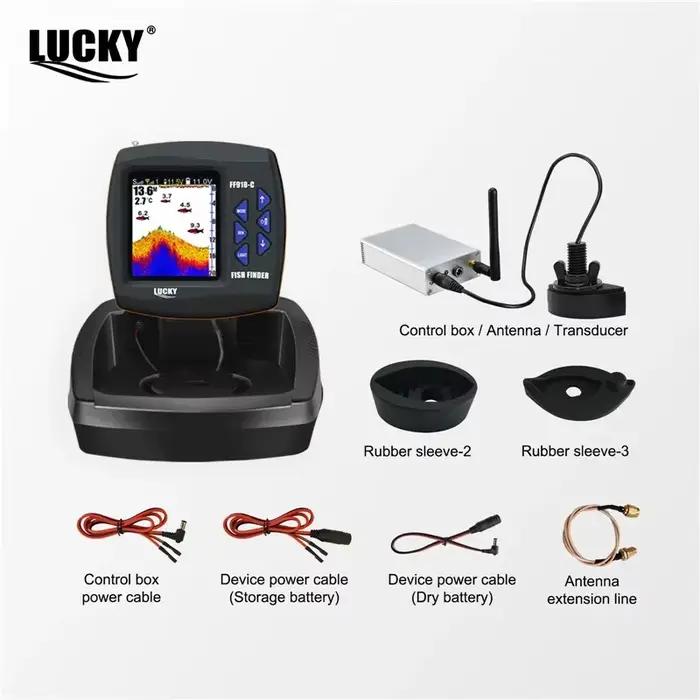 Bateau appât télécommandé Lucky FF918-CWL avec sondeur poissons 3.5" LCD portée 300m profondeur 100m