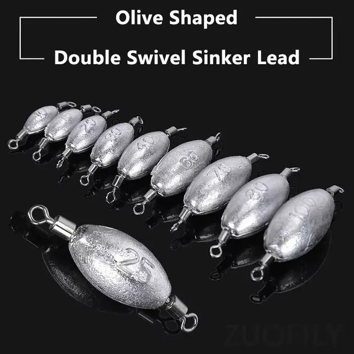 Plombs de pêche olive 10 pièces 2g-10g - Avec émerillon à roulement pour lancer longue distance