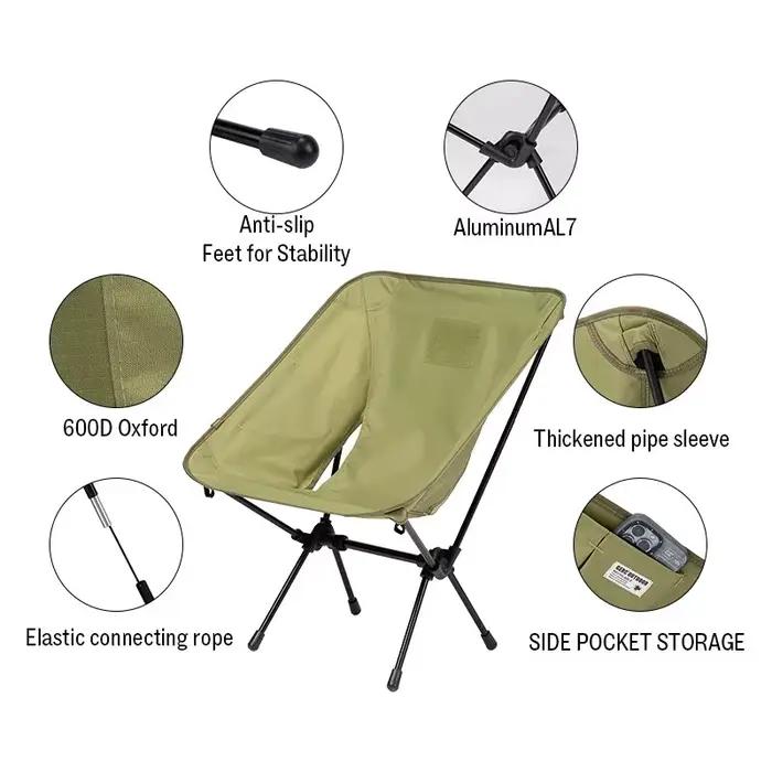 Chaise pliante tactique GERC ultra légère vélo - Siège pêche camping portable rangement compact