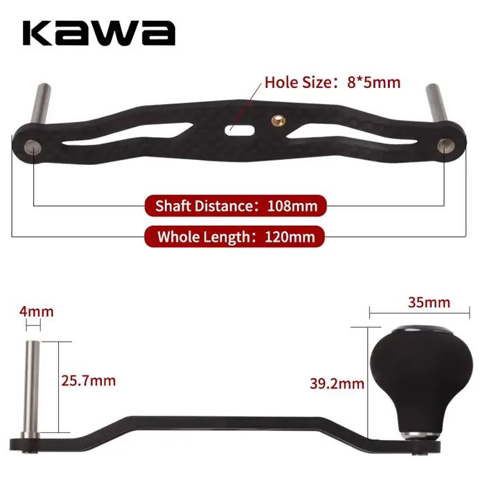 Manivelle moulinet pêche Kawa carbone EVA longueur 120mm tailles 7x4 8x5mm accessoire D/S mer