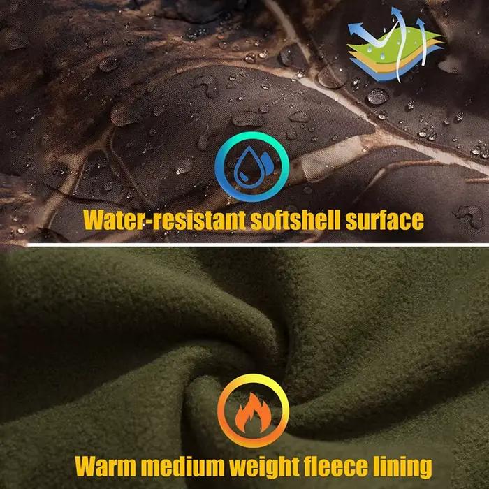 Veste de pêche camouflage silencieuse imperméable - Softshell polaire pour pêche discrète