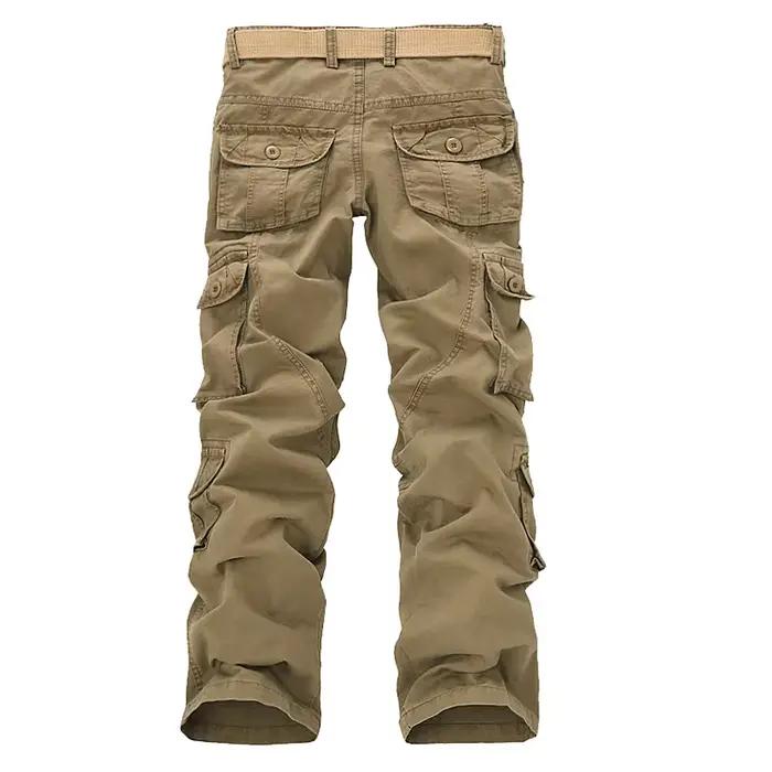 Pantalon cargo mode homme loose coton respirant multi-poches grande taille pêche confort