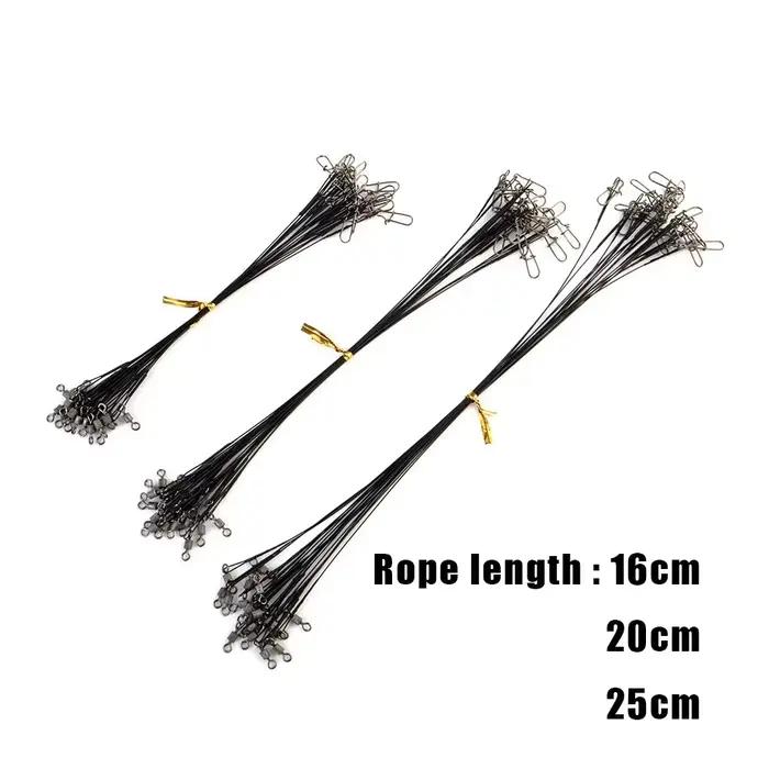 20PCS anti-morsure acier leaders 16-25cm 50LB avec émerillon pour brochet et black-bass - FTK