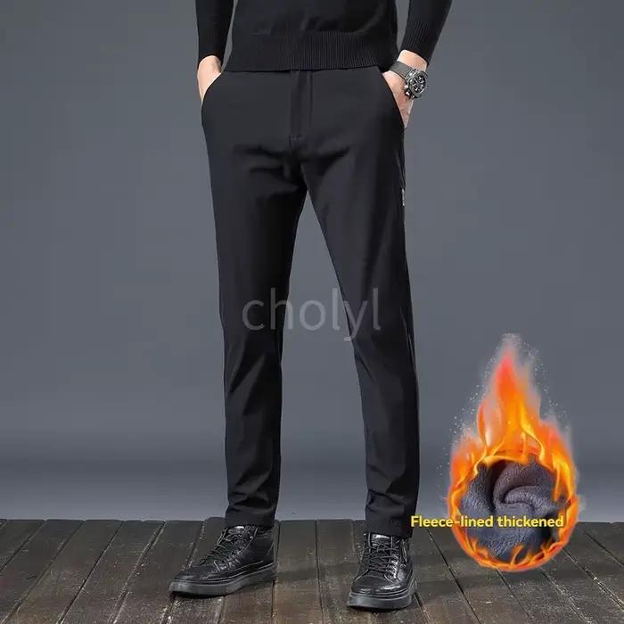 Pantalon velours décontracté hiver homme - Élastique stretch - Pêche business classique épais chaud