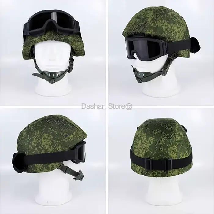 Casque acier tactique russe 6b26 pêche - Protection anti-explosion 99 avec housse et lunettes