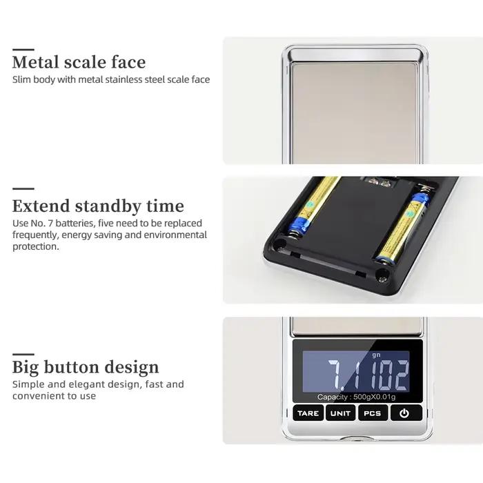 Balance de cuisine numérique 500g/0.01g portable - Pour aliments, bijoux et appâts de pêche - Affichage LCD précis