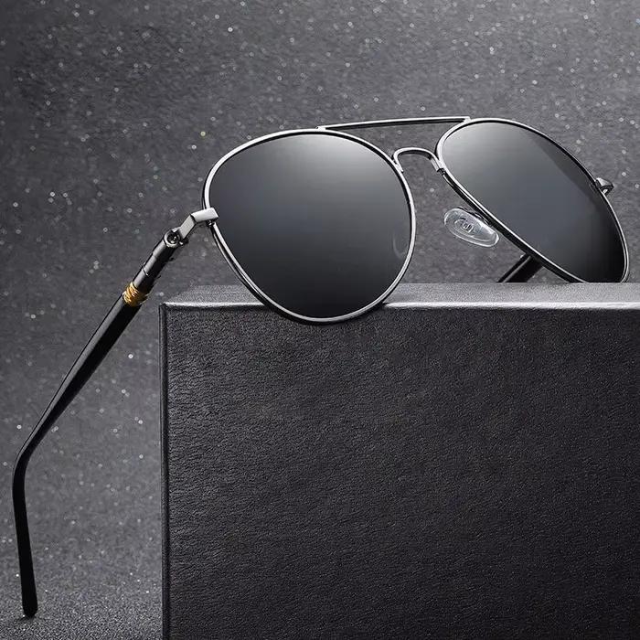 Lunettes aviateur polarisées luxe pêche conduite - Monture métal UV400 homme femme