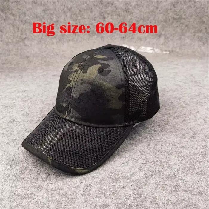 Casquette mesh grande taille pêche été - Baseball cap réglable homme camouflage jungle 62cm