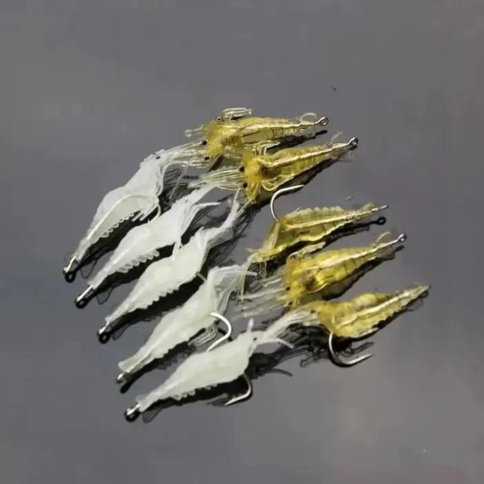20PCS leurres souples crevette vers 1.3g 4cm pour pêche - appâts silicone crankbait sharp hameçon