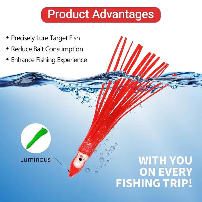 Leurre souple pêche lumineux calmar fluo 20 couleurs 5-12cm appât silicone nuit carnassiers