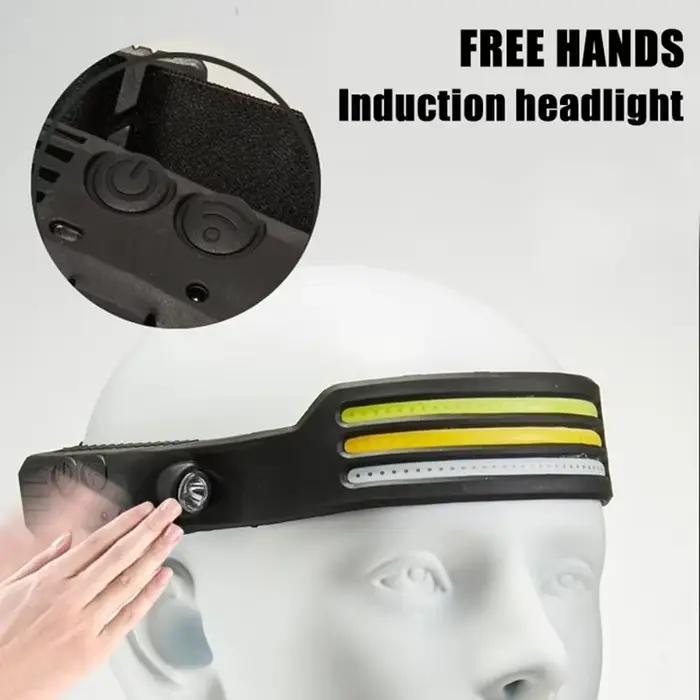 Lampe frontale LED COB à induction 5 modes - Rechargeable USB étanche pour pêche et camping