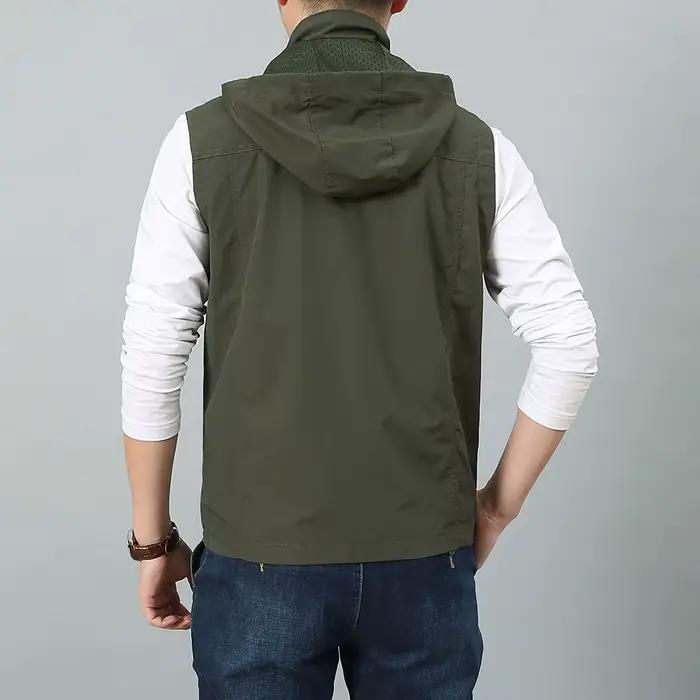 Veste de pêche sans manches multi-poches 7XL avec casquette, pour homme grande taille été et voyage photo