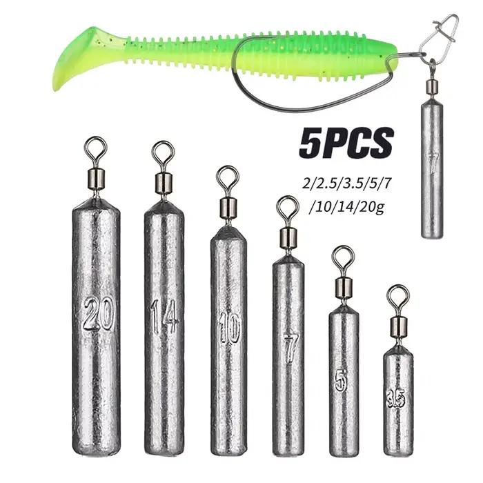 Lot de 5 plombs Drop Shot 2g à 20g pour pêche aux leurres souples - Poids pour appâts