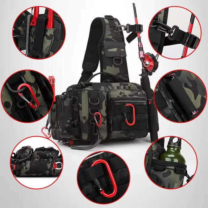 Sac bandoulière tactique pour matériel de pêche - Sac poitrine et ceinture multifonction pour leurres