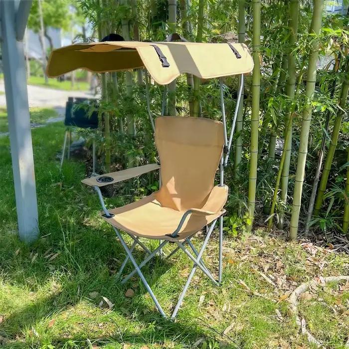 Chaise pliante avec auvent de protection - Siège ombragé pour pêche, plage et camping
