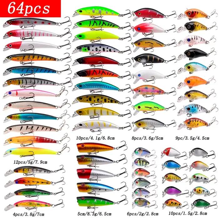Set de Leurres de Pêche Appâts Durs Minnow Flottants Crankbait Wobblers pour Truite Brochet Perche