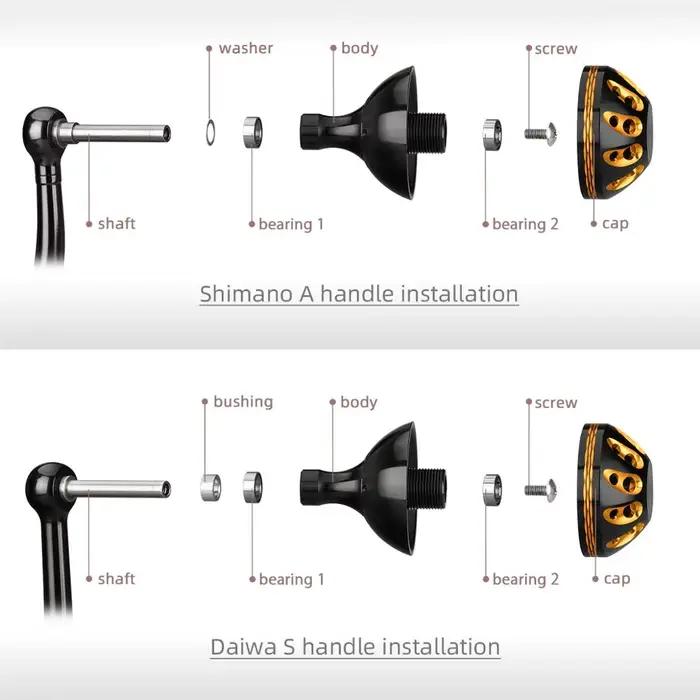 Poignée manivelle Gomexus 35mm pour moulinet Shimano Stella - Knob remplacement Daiwa Certate Fuego LT pêche sportive
