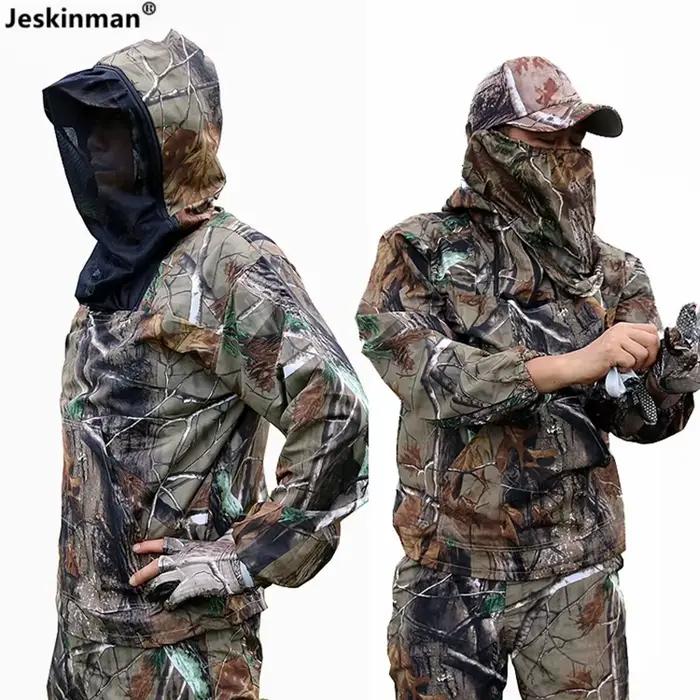 Combinaison pêche été anti-moustiques légère - Veste à capuche et pantalon camouflage bionique respirant