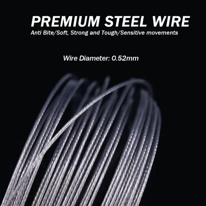 24 bas de ligne acier anti-morsure avec émerillons double verrou 25cm 15kg/35lb - Leurres leurres cœur plomb