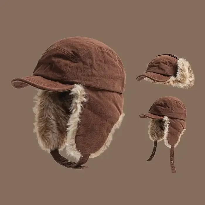 Casquette pêche hiver oreillettes polaire - Chapeau baseball chaud pêche ski protection vent froid