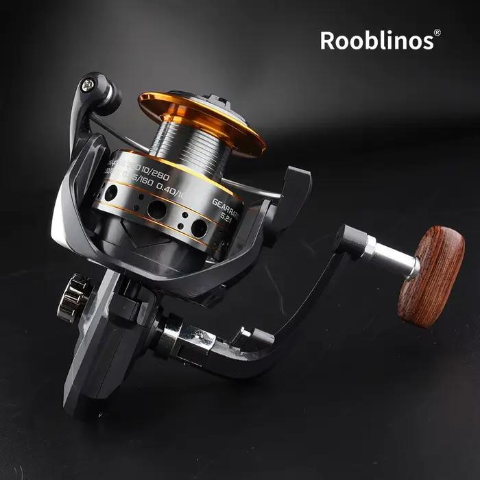 Moulinet Rooblinos MG polyvalent pour pêche en eau douce et mer, rouet de préchargement, cadre métal, frein haute vitesse, idéal pour la plage, bateau, roche, lac et rivières