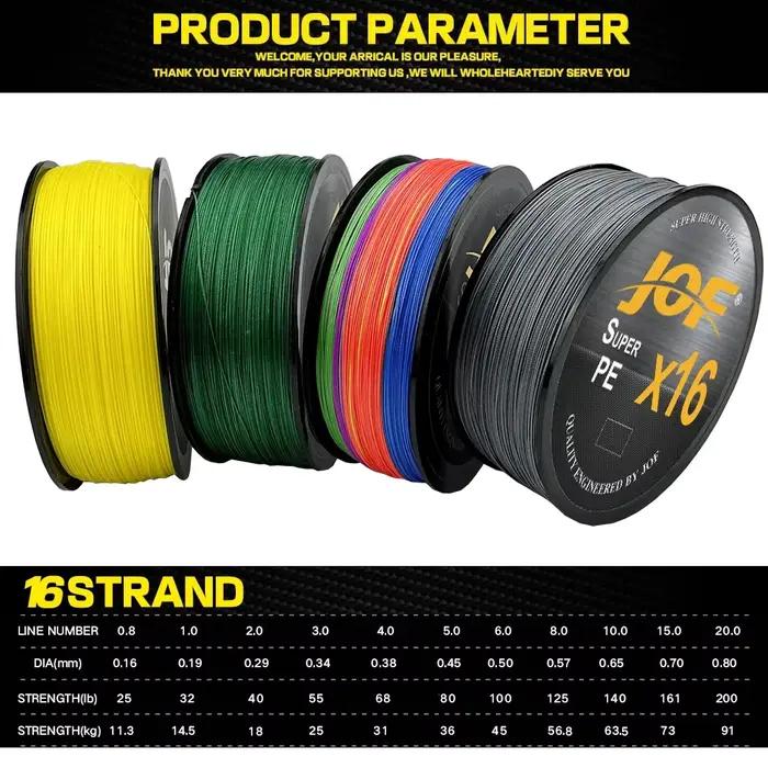 Ligne de pêche JOF X16 16 brins multifilament PE haute résistance 500M pour pêche sportive