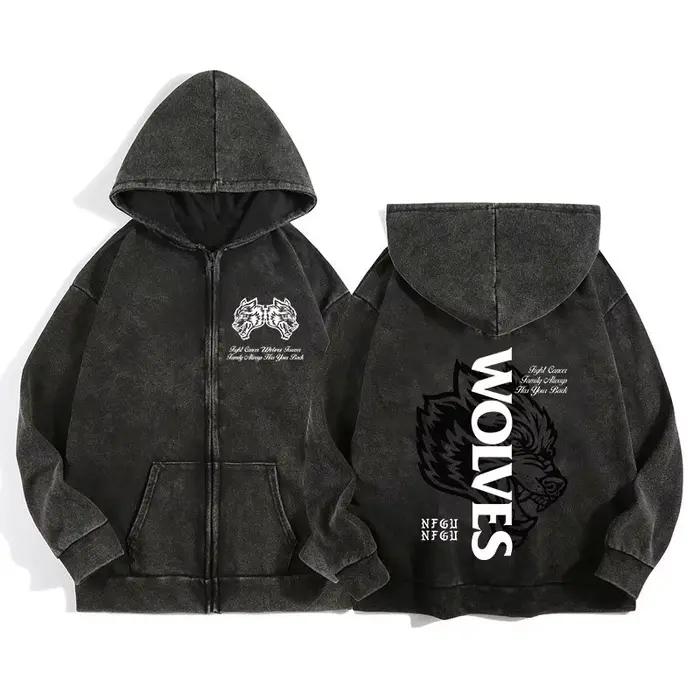 Sweat à capuche zip Darc Wolves Sport pour pêcheurs - Style gothique manga harajuku homme femme