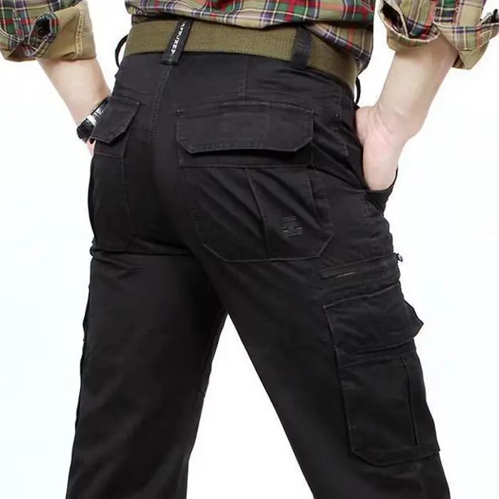 Pantalon cargo homme 100% coton multiples poches qualité premium pour pêche confortable été