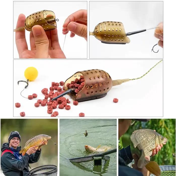 Cage amorce plombée NGB 40g-100g avec montages à cheveu intégrés pour pêche carp au feeder