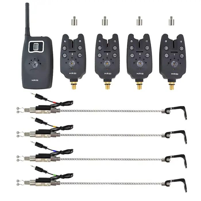 Kit d'Alarme de Touche Sans Fil 1+4 avec 4 Swingers Lumineux - Étui EVA pour Pêche Carpe B1203S