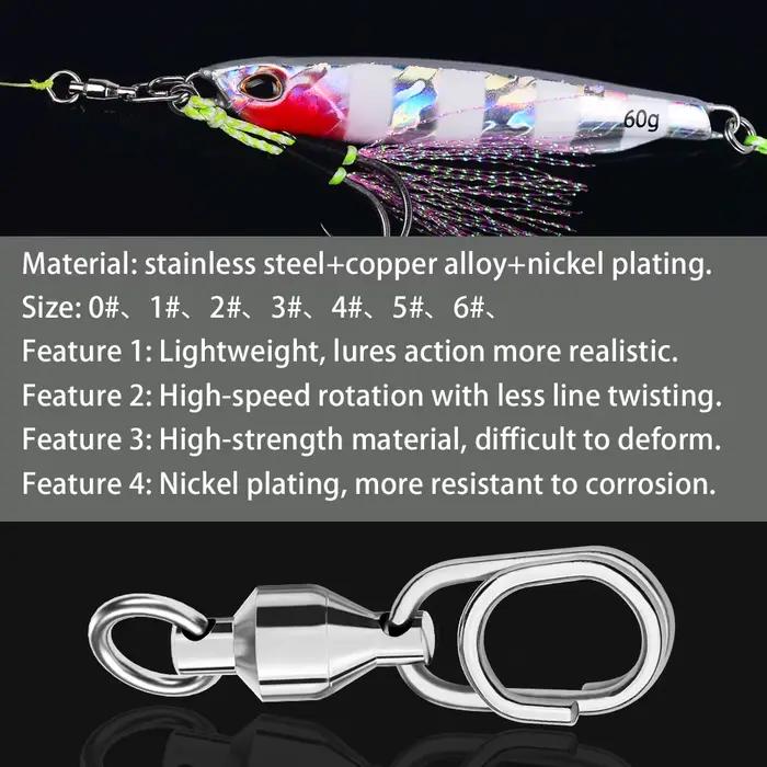 10 pièces émerillons rapides à roulement à billes acier inoxydable, connecteur appât leurres pêche