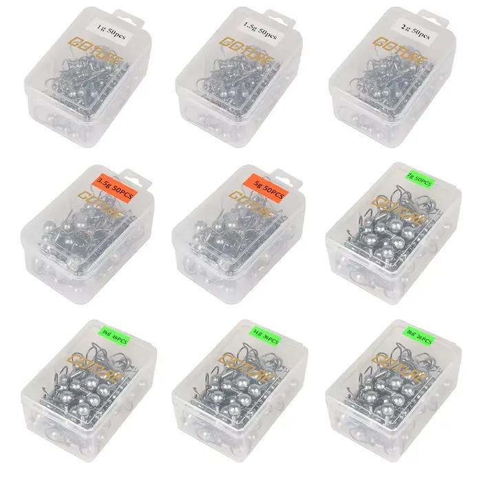 Goture 20-50 têtes plombées 1g à 20g pour pêche de la carpe et du bass - Hameçons en acier carbone