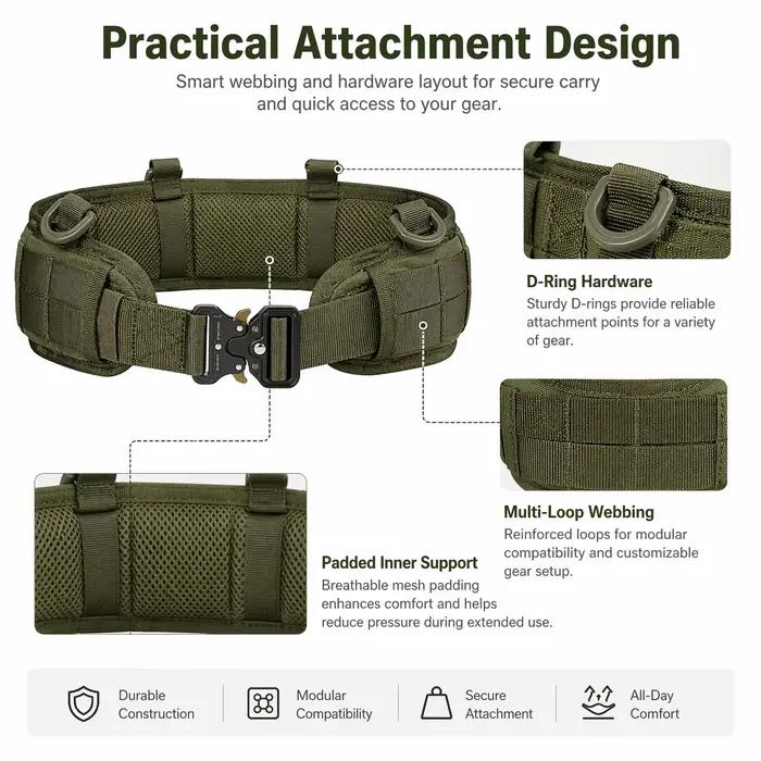 Ceinture tactique nylon MOLLE avec boucle métal - Équipement outdoor chasse pêche
