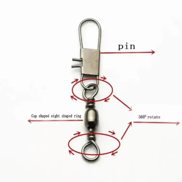 Lot de 100 émerillons à roulement à billes avec clip Fastlock pour la pêche, accessoires de pêche résistants