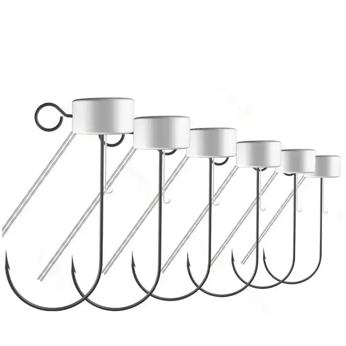 Lot 6 hameçons jig champignon 3.5g à 6.5g sans accrocs pour pêche fond et leurres vers marins