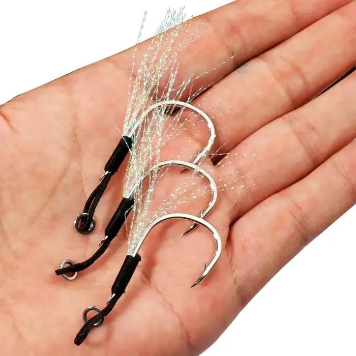 Hameçons assist plumes Sharp pour jigging et casting - acier haute teneur en carbone avec barbelures angulaires