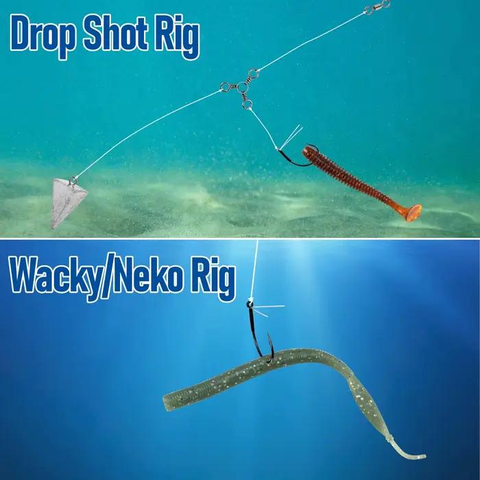 10 hameçons weedless Drop Shot Wide Gap pour techniques Neko Rig, Punch Shot et Flipping en eau douce