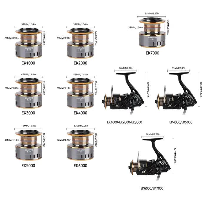 Moulinet spinning professionnel ultra-léger 1000-7000 26LB drag - Pêche eau douce et mer