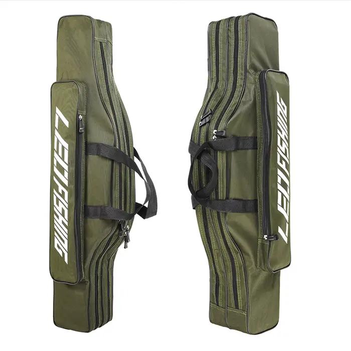 Sac pêche mer double couche 80cm ventru pliable - Rangement cannes matériel - Poche grande capacité