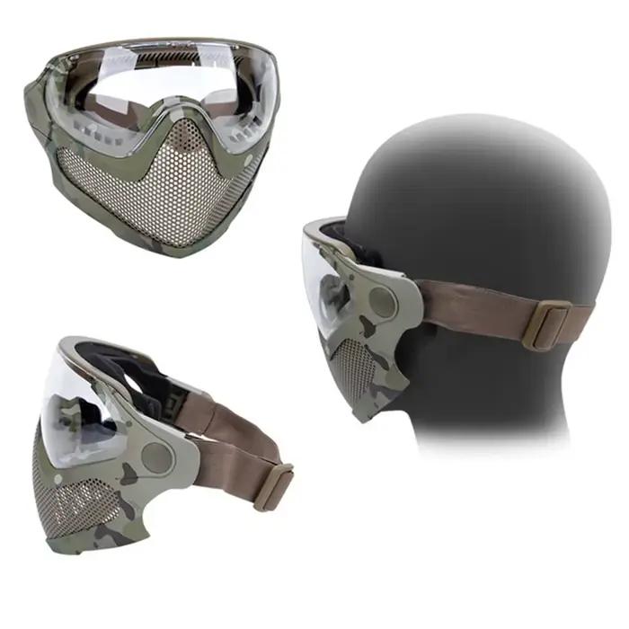 Masque facial tactique anti-buée aération maillage acier pêche chasse airsoft protection