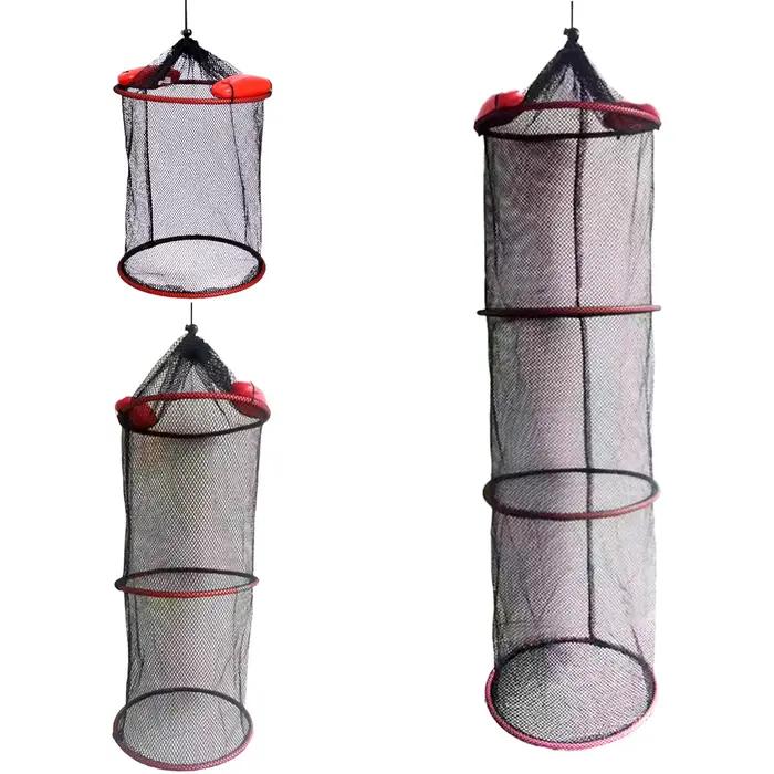 Filet de pêche flottant anti-fuite avec panier renforcé pour poissons, crevettes et écrevisses, portable et robuste