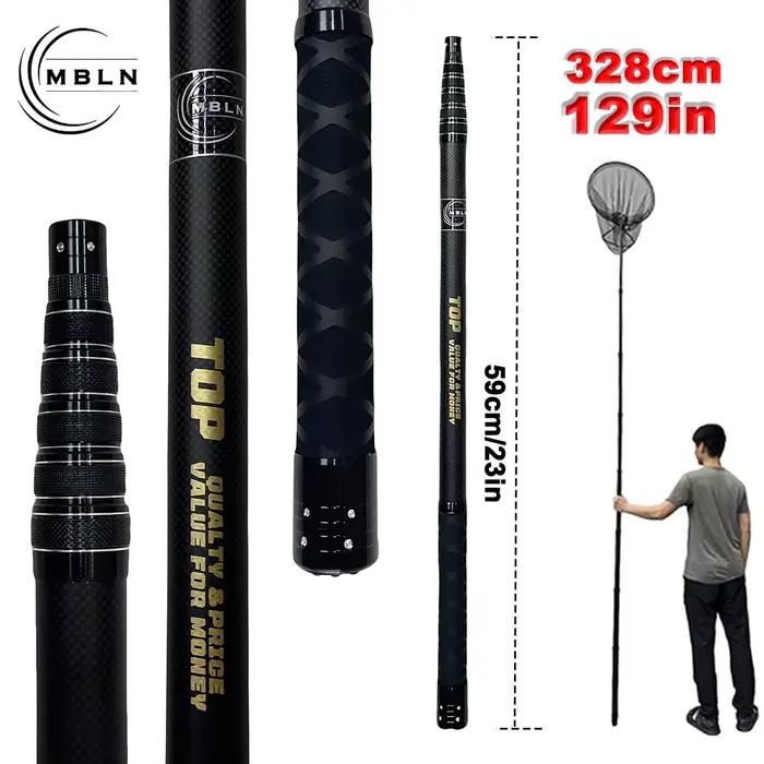 Filet de pêche portable MBLN ultra-léger 414g, manche carbone 328cm et tête aluminium pour atterrissage