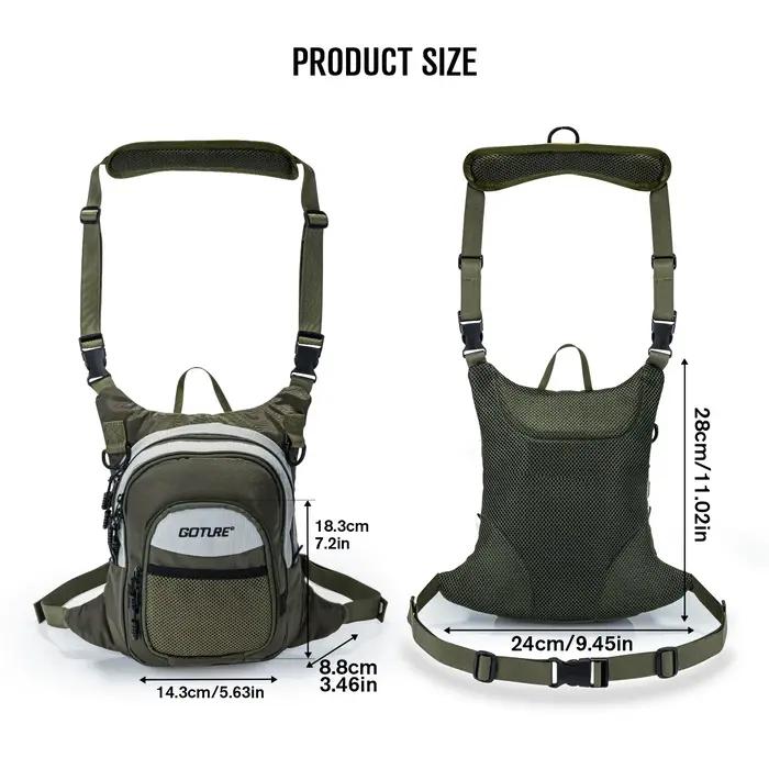 Sac de pêche à la mouche Goture 100% polyester - Ultra léger - Multiples poches - Accessoires outils pêche