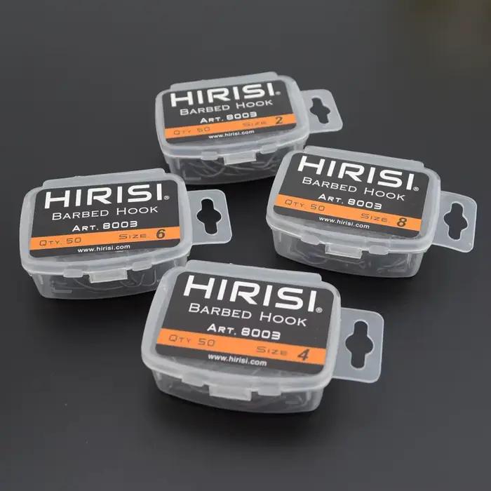 Hameçons carpe Hirisi 50 pièces acier carbone revêtu barbelés boîte originale 8003
