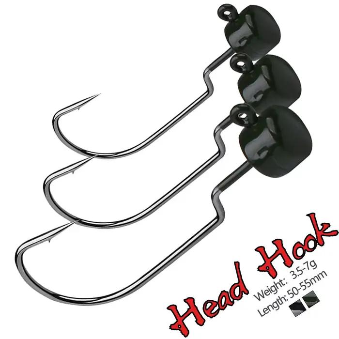 Hameçons plombés Jig Head 5PCS 3.5g-7g en acier carbone pour carpe et black-bass avec leurres souples