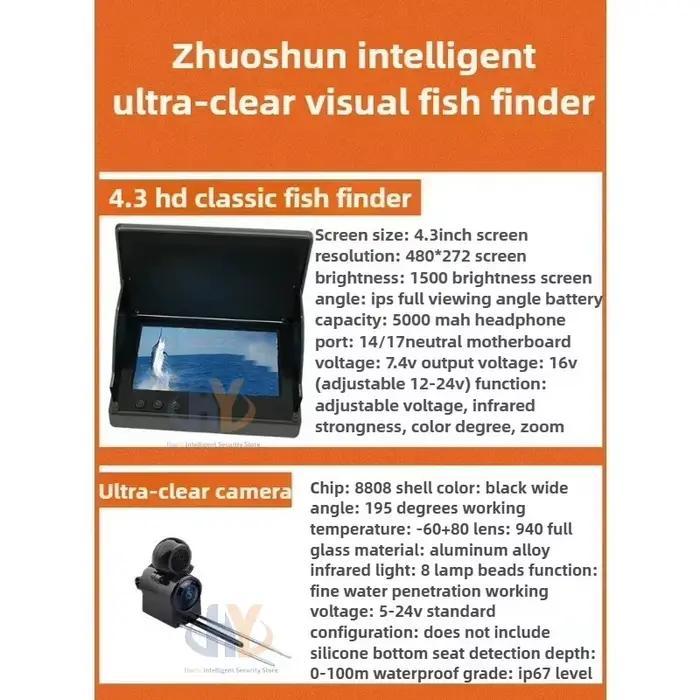 Caméra de pêche sous-marine étanche vision nocturne - Affichage ultra-clair pour observation des poissons en direct