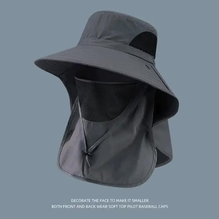Chapeau de pêche été avec protection UV et rabat cou-nuque - Idéal pêche, randonnée, camping mixte
