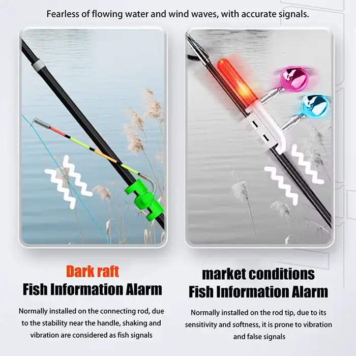 Bâton lumineux amovible étanche pour canne à pêche de nuit - Alarme de touche avec cloches et flotteur