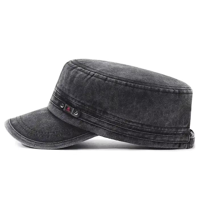 Casquette militaire coton lavé plat pêcheur ajustable extérieure rétro armée homme femme pêche