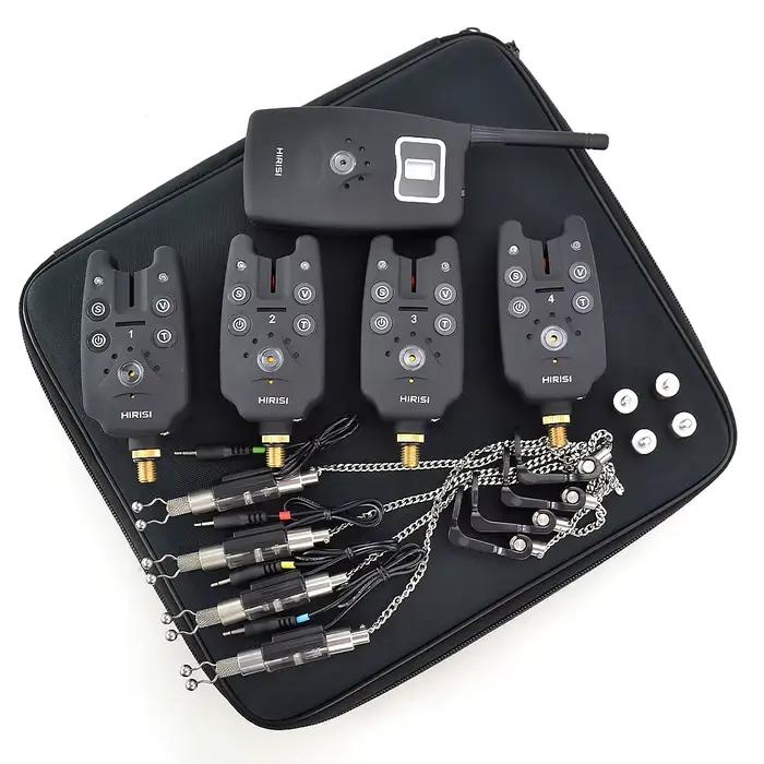 Kit d'Alarme de Touche Sans Fil 1+4 avec 4 Swingers Lumineux - Étui EVA pour Pêche Carpe B1203S